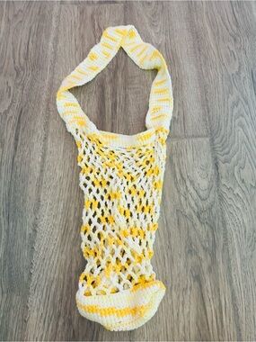 Handmade Yellow and White Crochet Market Bag